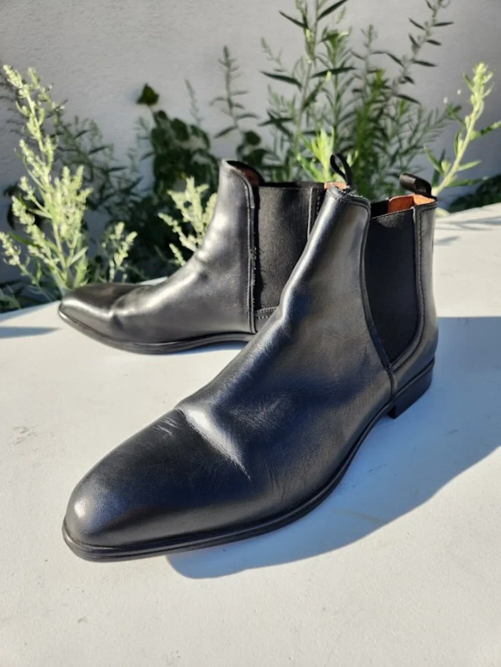 Aldo Chelsea Men's Boots Shoes Size 10.5 Mens Black Leather Almond Toe  Elastic